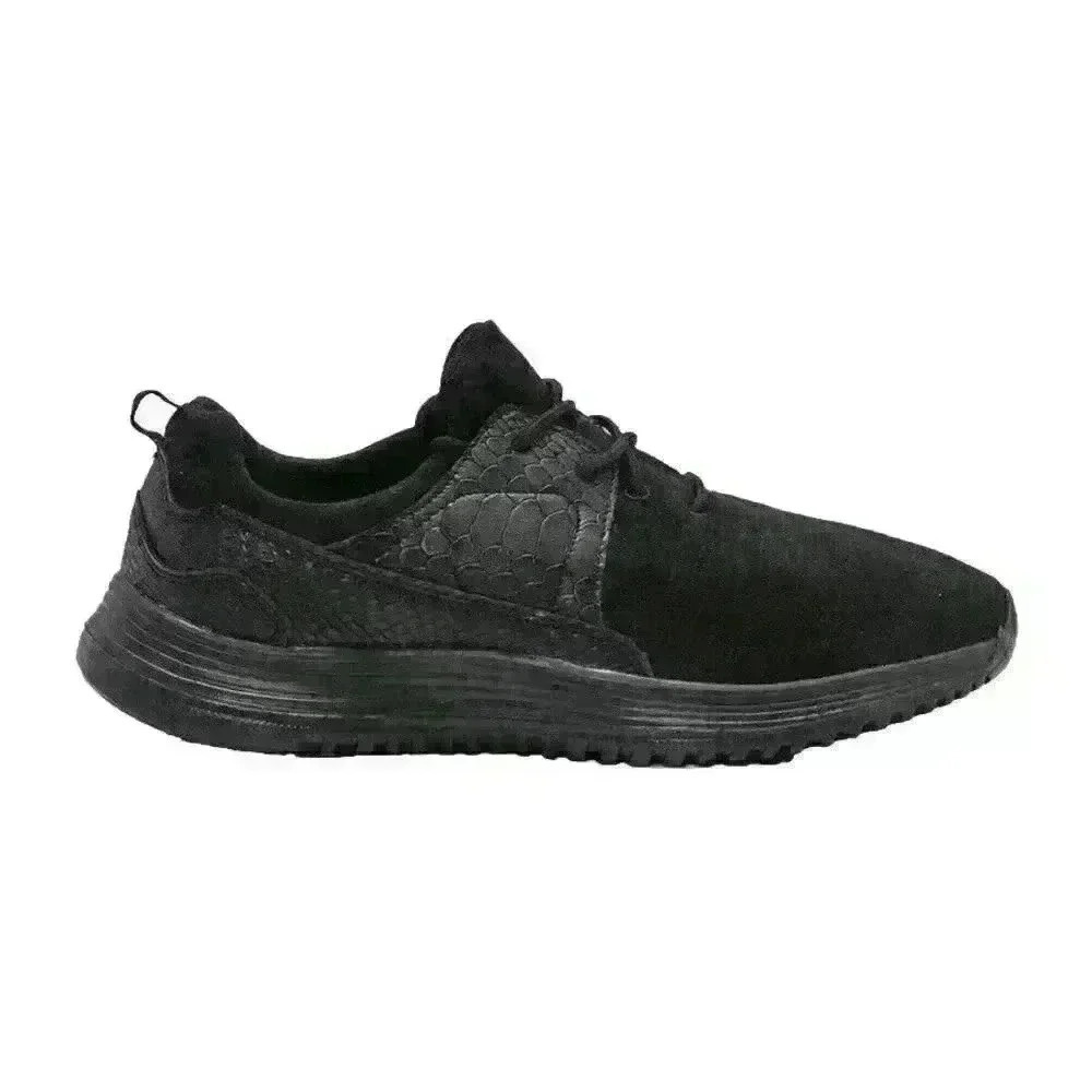 Boohoo Man Faux Snake Skin Black Running Athletic Trainers Shoes Sneakers